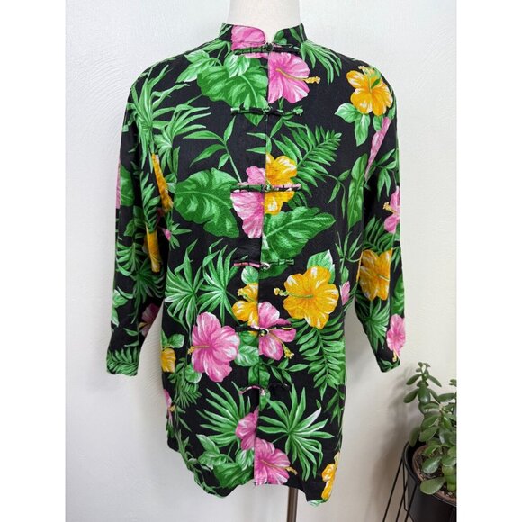 Lauren Ralph Lauren Womens 100% Linen Tropical Top Size Large Toggle Beachy - Picture 1 of 13